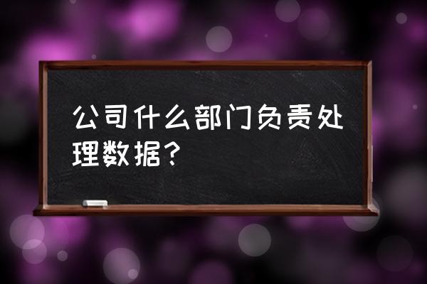 数据分析是哪个部门 公司什么部门负责处理数据？