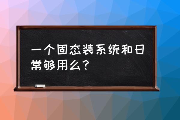 系统用一个固态硬盘可以吗 一个固态装系统和日常够用么？