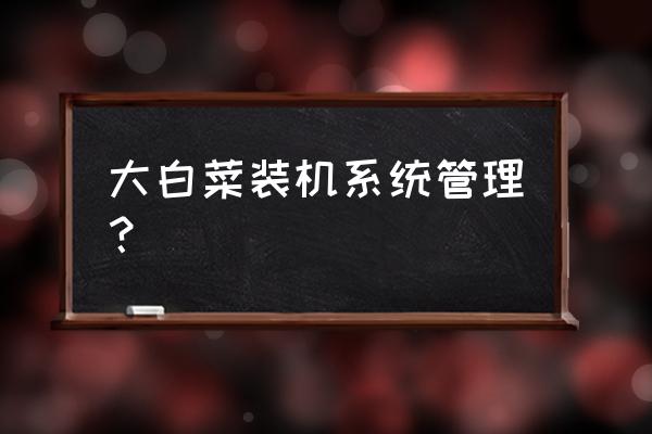 大白菜怎么安装系统教程 大白菜装机系统管理？