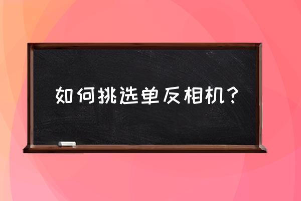 新手入门单反相机应该怎么选 如何挑选单反相机？