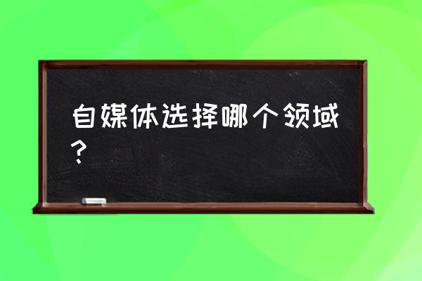 自媒体选择哪个领域 自媒体选择哪个领域？