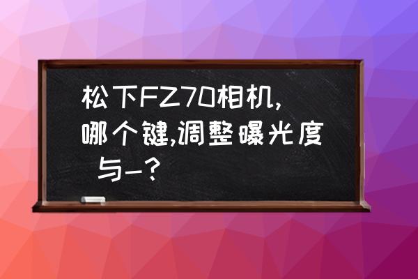 松下fz50相机使用手册 松下FZ70相机,哪个键,调整曝光度 与-？