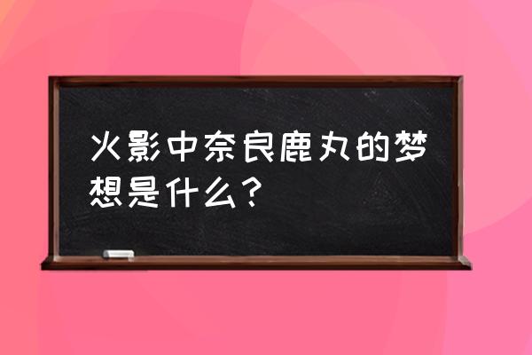 火影忍者人物解说奈良鹿丸 火影中奈良鹿丸的梦想是什么？