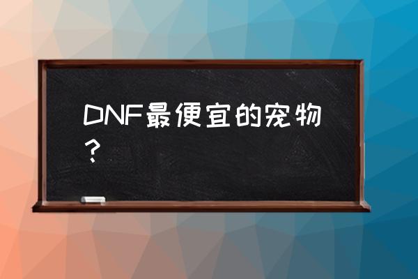 有哪些便宜的宠物呢 DNF最便宜的宠物？