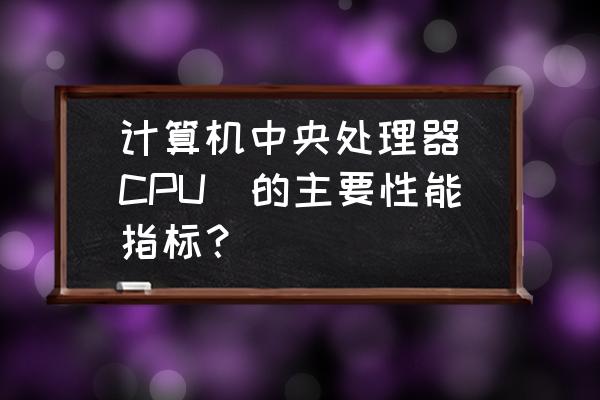 中央处理器的名词解释 计算机中央处理器（CPU）的主要性能指标？