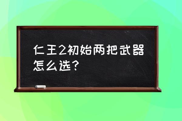 仁王开局选武器有什么用 仁王2初始两把武器怎么选？