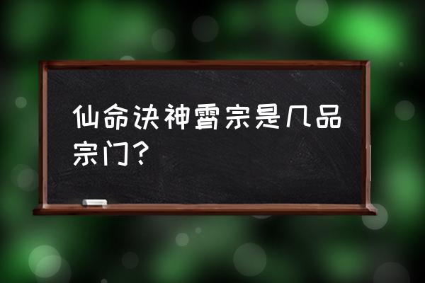 仙命决进入游戏后怎么看出身 仙命诀神霄宗是几品宗门？