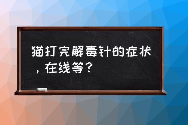 猫中毒解毒二十四小时后还有事吗 猫打完解毒针的症状，在线等？