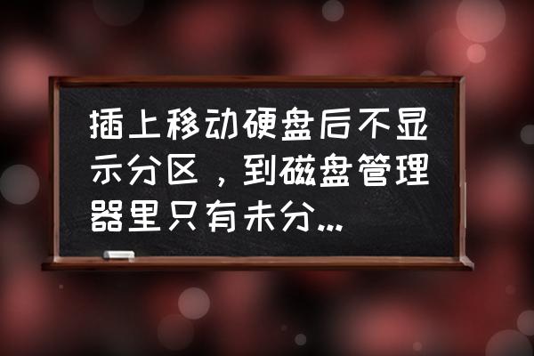 移动硬盘不能存储修复方法 插上移动硬盘后不显示分区，到磁盘管理器里只有未分配空间！请问如何恢复数据？