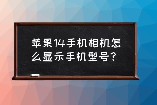 怎么到设置上找到自己的手机型号 苹果14手机相机怎么显示手机型号？