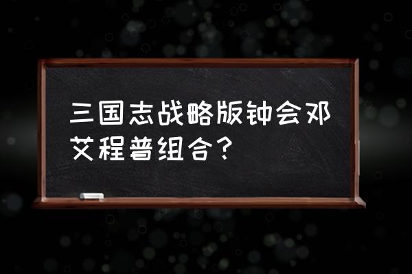 三国志钟会传全集 三国志战略版钟会邓艾程普组合？