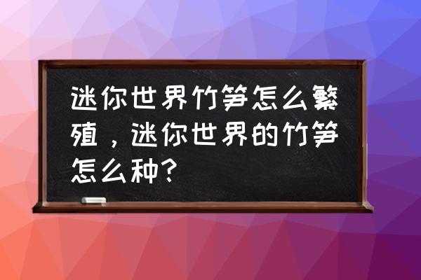 在迷你世界里如何繁殖 迷你世界竹笋怎么繁殖，迷你世界的竹笋怎么种？