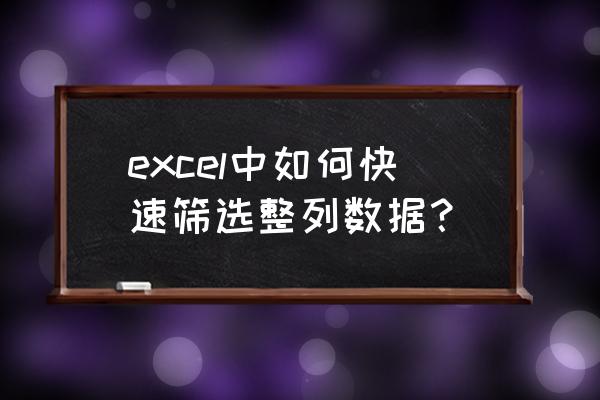 excel2010怎么设置每列的筛选 excel中如何快速筛选整列数据？