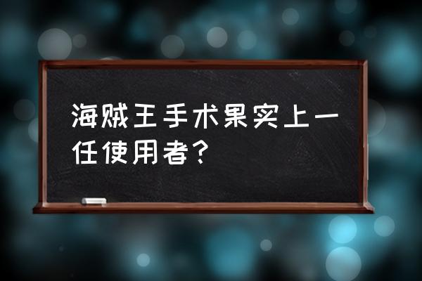 海贼王自然系恶魔果实能力者排名 海贼王手术果实上一任使用者？