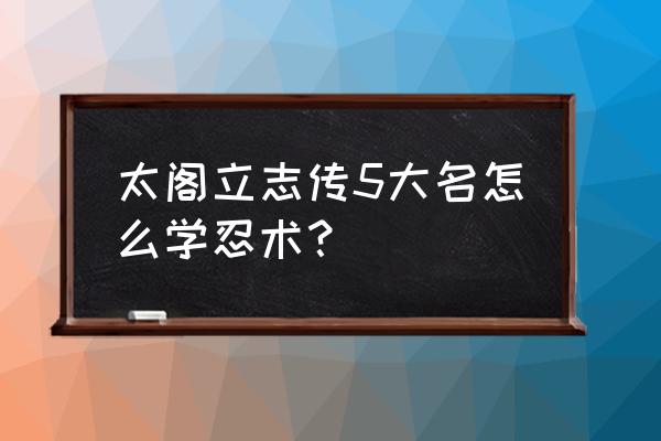 太阁立志传5怎么消除大名 太阁立志传5大名怎么学忍术？